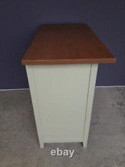 Bathroom Vanity Unit 2 Soft Close Drawers Sage Green With Teak Top