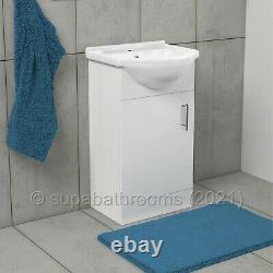 Bathroom Vanity Unit 450mm Cloakroom Classic Gloss White and Ceramic Basin