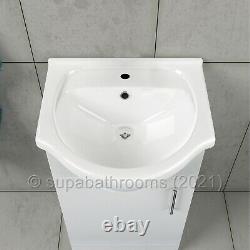 Bathroom Vanity Unit 450mm Cloakroom Classic Gloss White and Ceramic Basin