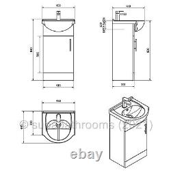 Bathroom Vanity Unit 450mm Cloakroom Classic Gloss White and Ceramic Basin