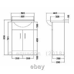 Bathroom Vanity Unit 550mm Basin Sink Linton Back to Wall Toilet Furniture Suite