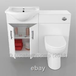 Bathroom Vanity Unit 550mm White Gloss Cloakroom Basin, BTW Unit, WC & Cistern