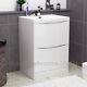 Bathroom Vanity Unit 600 2 Drawer Cabinet Furniture Smile Deluxe Gloss White