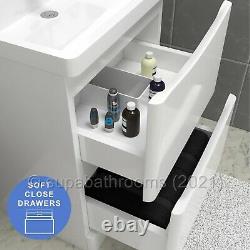 Bathroom Vanity Unit 600 2 Drawer Cabinet Furniture Smile Deluxe Gloss White