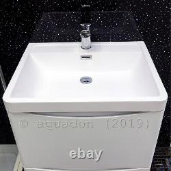 Bathroom Vanity Unit 600 Floor Standing Drawer Cabinet Smile Deluxe Gloss White