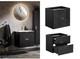 Bathroom Vanity Unit 600mm Black Modern Drawer Wall Floating Ribbed Fluted Adel