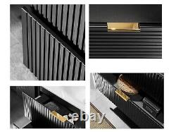 Bathroom Vanity Unit 600mm Black Modern Drawer Wall Floating Ribbed Fluted Adet