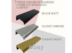 Bathroom Vanity Unit 600mm Black Modern Drawer Wall Floating Ribbed Fluted Adet