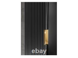 Bathroom Vanity Unit 600mm Black Modern Drawer Wall Floating Ribbed Fluted Adet