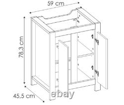 Bathroom Vanity Unit 600mm Floor Standing 60cm Sink Cabinet Oak Effect Class