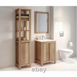Bathroom Vanity Unit 600mm Floor Standing 60cm Sink Cabinet Oak Effect Class