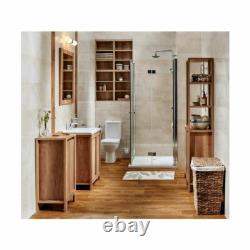Bathroom Vanity Unit 600mm Floor Standing 60cm Sink Cabinet Oak Effect Class