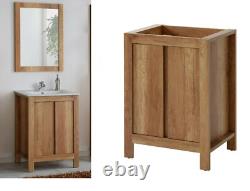 Bathroom Vanity Unit 600mm Floor Standing 60cm Sink Cabinet Oak Effect Class