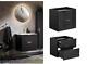 Bathroom Vanity Unit 600mm Ribbed Textured Black Modern Wall Hung Floating Adel