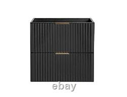 Bathroom Vanity Unit 600mm Ribbed Textured Black Modern Wall Hung Floating Adel