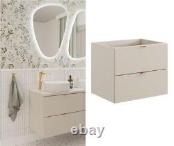 Bathroom Vanity Unit 600mm Wall Cabinet Floating 2 Drawer Cashmere Beige Dalia