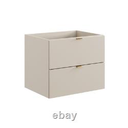 Bathroom Vanity Unit 600mm Wall Cabinet Floating 2 Drawer Cashmere Beige Dalia