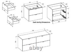 Bathroom Vanity Unit 600mm Wall Cabinet Floating 2 Drawer Cashmere Beige Dalia