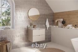 Bathroom Vanity Unit 60cm Wall Countertop Floating 2 Drawer Cashmere Beige Dalia
