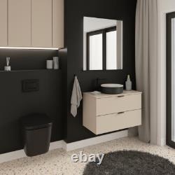 Bathroom Vanity Unit 60cm Wall Countertop Floating 2 Drawer Cashmere Beige Dalia