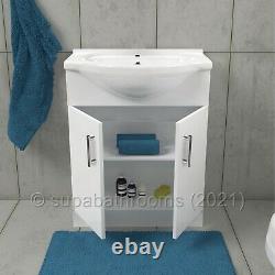 Bathroom Vanity Unit 650mm Basin Sink & Single Lever Mono Basin Tap & Waste