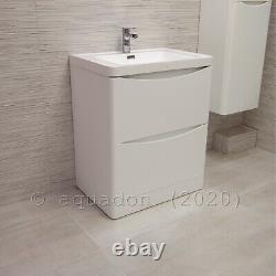 Bathroom Vanity Unit 700 2 Drawer Cabinet Basin Storage White Gloss Smile