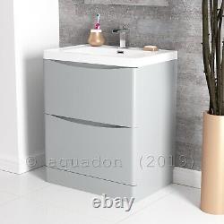 Bathroom Vanity Unit 700mm Smile Storage 2 Drawer Cabinet Basin Furniture Grey