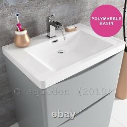 Bathroom Vanity Unit 700mm Smile Storage 2 Drawer Cabinet Basin Furniture Grey