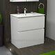Bathroom Vanity Unit 800 2 Drawer Floor Standing Cabinet Gloss Atara White