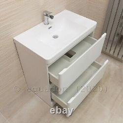 Bathroom Vanity Unit 800 Floor Standing Cabinet Furniture White Gloss Aria
