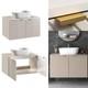 Bathroom Vanity Unit 800mm Countertop Sink Beige Fluted Modern Wall Hung Cama