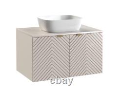 Bathroom Vanity Unit 800mm Countertop Sink Beige Fluted Modern Wall Hung Cama