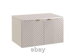 Bathroom Vanity Unit 800mm Countertop Sink Beige Fluted Modern Wall Hung Cama