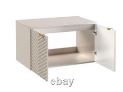 Bathroom Vanity Unit 800mm Countertop Sink Beige Fluted Modern Wall Hung Cama