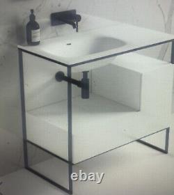 Bathroom Vanity Unit 90 Cm Wide Matt Black Steel frame Basin NOT included. NEW