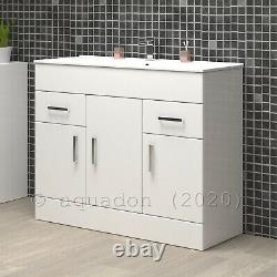Bathroom Vanity Unit & Basin 1000mm Turin Gloss White Soft Close Doors & Drawers