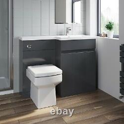 Bathroom Vanity Unit Basin 1100 mm Toilet Combined Furniture Right Hand RH Grey