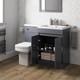 Bathroom Vanity Unit Basin 1100mm Toilet Combined Furniture Right Hand Rh Grey