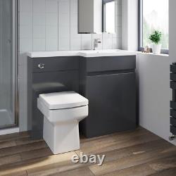 Bathroom Vanity Unit Basin 1100mm Toilet Combined Furniture Right Hand RH Grey