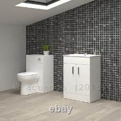 Bathroom Vanity Unit & Basin 600mm Turin Gloss White Soft Close 2 Door