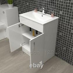 Bathroom Vanity Unit & Basin 600mm Turin Gloss White Soft Close 2 Door