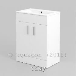 Bathroom Vanity Unit & Basin 600mm Turin Gloss White Soft Close 2 Door