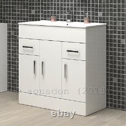 Bathroom Vanity Unit & Basin 750mm Turin Gloss White Soft Close Doors & Drawers