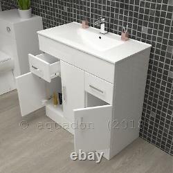 Bathroom Vanity Unit & Basin 750mm Turin Gloss White Soft Close Doors & Drawers