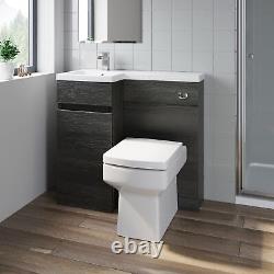 Bathroom Vanity Unit Basin 900 mm Toilet Combined Furniture Left Hand Charcoal