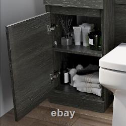 Bathroom Vanity Unit Basin 900 mm Toilet Combined Furniture Left Hand Charcoal