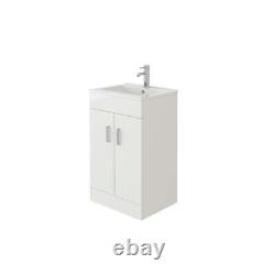 Bathroom Vanity Unit Basin Rectangular Sink Floor Standing Storage Cabinet White