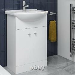 Bathroom Vanity Unit Basin Sink 1TH 550mm Floor Standing Furniture Matte White