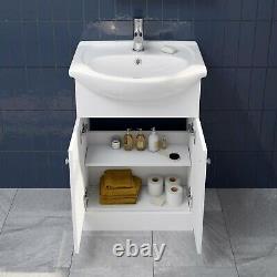 Bathroom Vanity Unit Basin Sink 1TH 550mm Floor Standing Furniture Matte White
