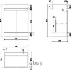 Bathroom Vanity Unit Basin Sink 600mm Modern Close Coupled Toilet WC Grey Gloss